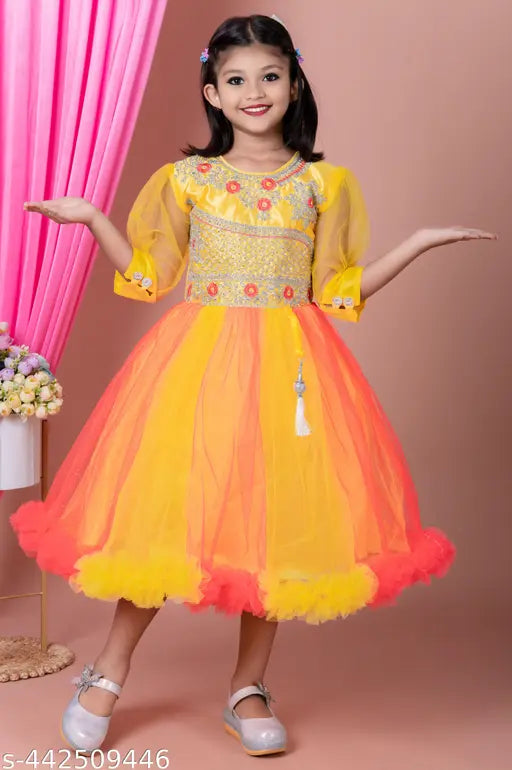 Fully Embroidered with Twin Colour Combination Dress frock,Premium girls new Frock,New Design Girls Dress,Full Sleeve girls dress, Princess Dress ethnic and party wear