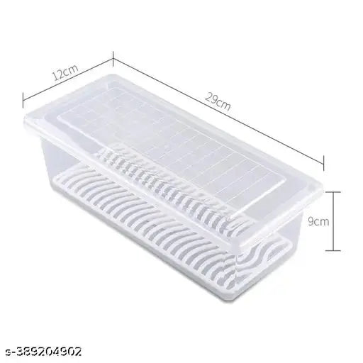 (12_PCS_ ) PLASTIC FRIDGE ORGANIZERS STORAGE BOX , CONTAINER KITCHEN , FREEZER FOOD BASKETS , VEGETABLES , FRUITS , FISH , MEAT ,CHERRY , EGG , DRY FRUITS , AIRTIGHT LID , 1500 ML