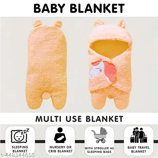 OYO BABY Unicorn Hooded Baby Blanket -Pack of 1 ( Peach) | All Season Best for Mild Winter| 0-6 Months | Sleeping Bag for Baby, Blanket For Babies