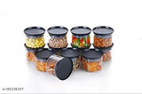 Pack Of 12 Air Tight Round Kitchen Storage Container for Rice | Dal | Atta, BPA-Free, Flour | Cereals | Snacks | Stackable | Modular ,500 Ml (Black)