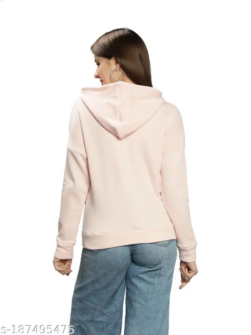 Nimble Solid Peach Hoodie Jacket with Kangaroo Pocket