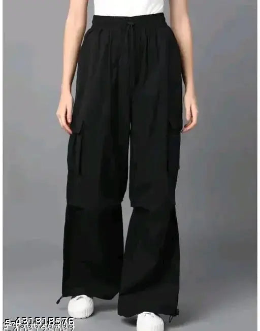 Dream Beauty Fashion Women's Solid Bell Bottoms Black Trousers & Pants`