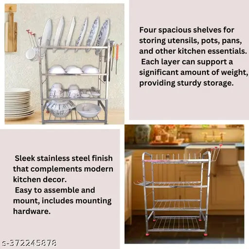 Premium 24x18 Stainless Steel Kitchen Rack Stand – Large Capacity Storage Solution| Stainless Steel Kitchen Rack Stand – Large Capacity for Efficient Organization