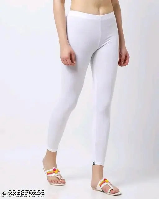 Minimus White Cotton Leggings /Ankle Leggings Bottom Wear for Women and Girls