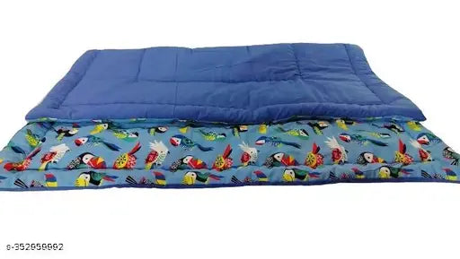 Taj Overseas Handmade blue parrot printed baby quilt