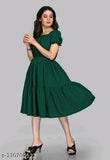 Pretty partywear women dress (BOTTLE GREEN)