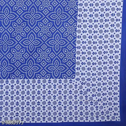 Cotton Double Bed Bedsheet Sanganeri Print Chunri Pattern Printed Bed Sheet with 2 Pillow Cover Color Blue