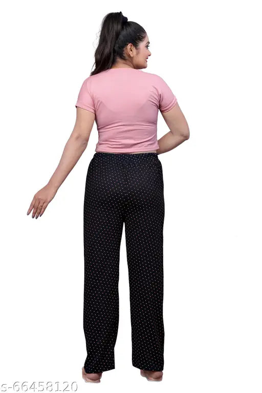 Women's Small Dot Printed Pyjama For Night Wear And Lounge Wear(Size:-S To 3XL)