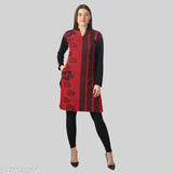 BLUSHH COLLECTION Women's Floral A-line Mandarin Red Kurtis & Kurtas