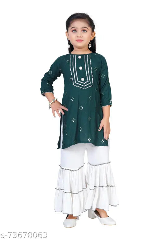 ABU Fashion's Girls Readymade Kurta & Sharara Set_Cotton Blend(Pack of 1 without Duppatta)