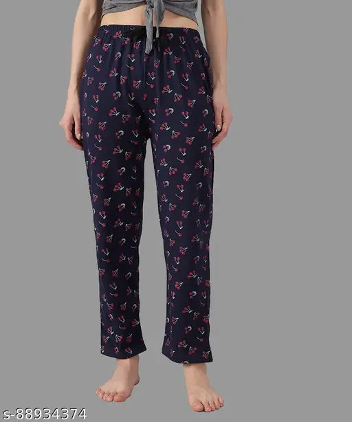 Anixa Printed Cotton Pyjama/Lounge Pant/Night Wear for Women & Girls (Multicolor,Pack of 2)