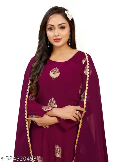 Purple embroidery kurti