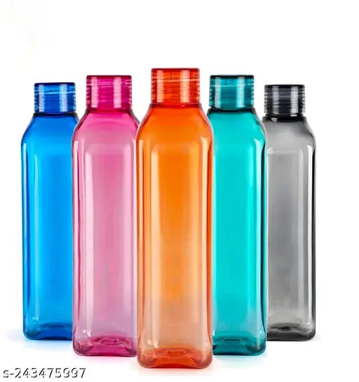 fridge bottle Crystal Clear Water Bottle 1 litre, Plastic Fridge Water Bottle Set-Multicolour 1000 ml Bottle (Pack of 6, Multicolor, venise bottle )