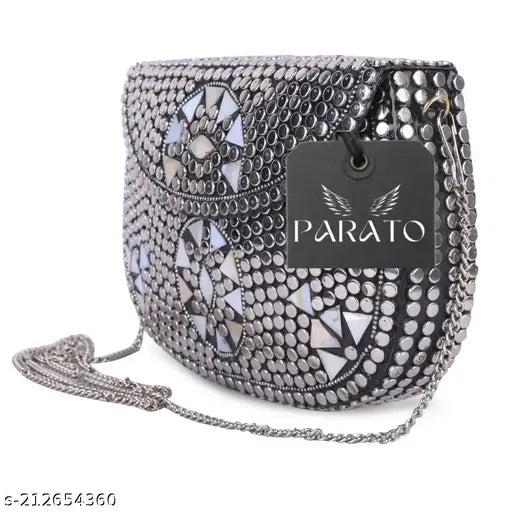 PARATO Handmade Silver Metal Bag Decorated with Sheep / Sling Bag / Clutch / Party / Bride