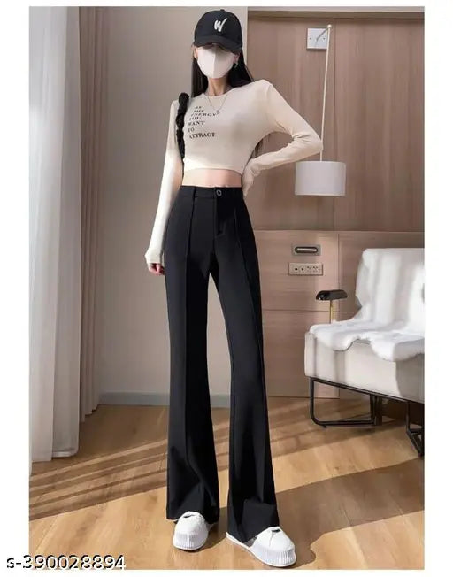 || TIGER STYLE|| SIMPLICITY STRAIGHT FIT BACK ELASTIC LEG PANT FOR WOMEN"S AND GIRL"S Comfy Elegant Women Women Trousers