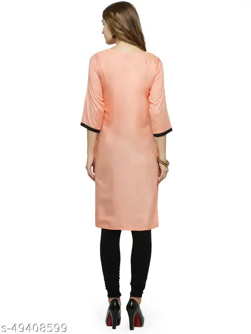 Enchanted Drapes Peach Solid Rayon Kurti