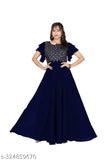 Bosaru women charming geometric Embellieshed Navi Blue Gown