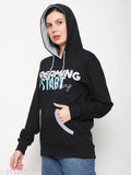 Women Typography Printed Hooded Cotton Pullover Sweatshirt