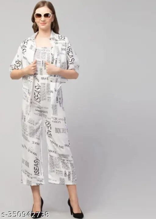 LATEST WOMEN PAPER PRINT 2_PCS JUMPSUIT