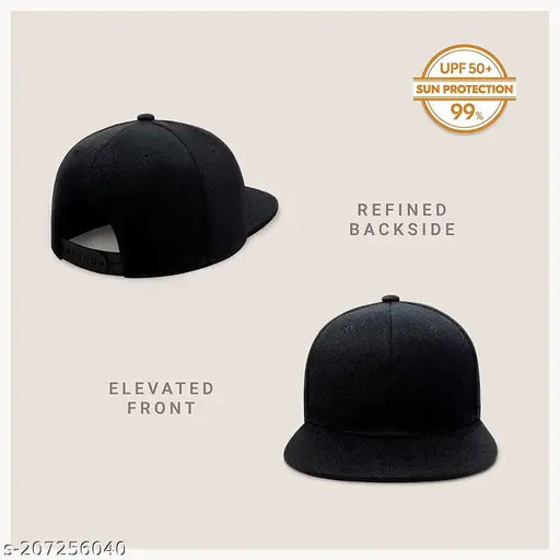 Men's and Women's Stylish Adjustable Strap Cloth Summer and Sports Hip Hop Cap (Black , Free Size )