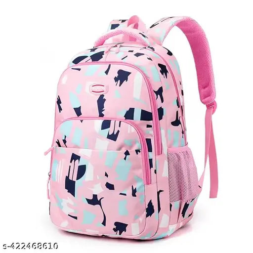 Cluci Pink Stylish Printed Comfortable Backpack For School And Institute For Girl & Women