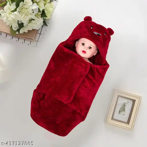 SIDLY PIDLY Soft Kids AC Blanket / Baby wrapss / Single Baby wraps Cum Sleeping Bag for Kids ( 66 X 66 CM ) Solid Print , lightweight, Maroon ( Fur )