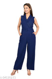 Zenday Casual Solid Blue Jumpsuit for Ladies