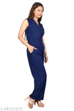 Zenday Casual Solid Blue Jumpsuit for Ladies