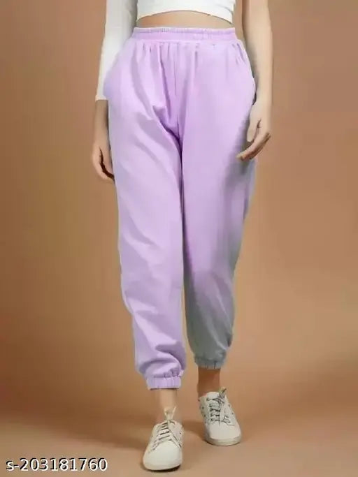 Casual Purple Solid Terry Pocket Joggers For Women | Relaxed Fit Joggers | Daily Wear Joggers Women | Joggers for Gym Wear | Western Wear Joggers