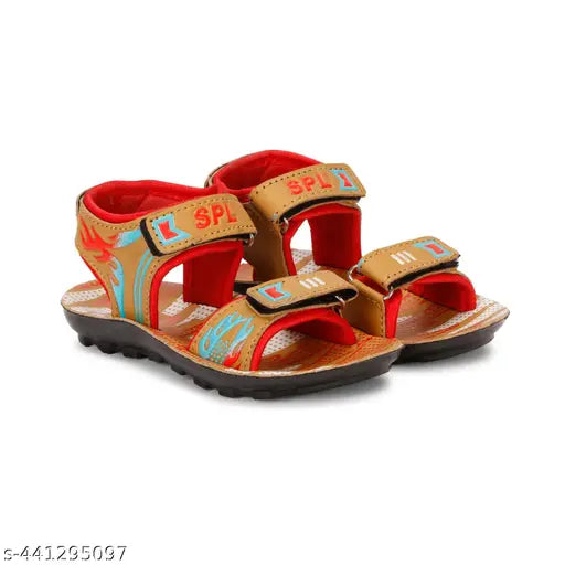 pu603 kids sandal tan/red