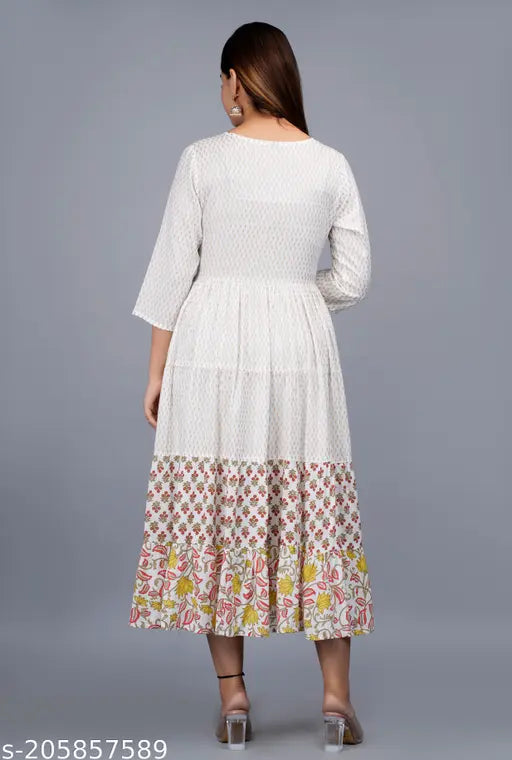 Aurelisa Women Three Border Anarkali Kurta