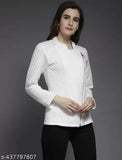 WHITE BARFI SIDE ZIPPER STYLISH JACKET BLACK