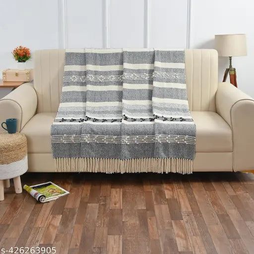 HomewayTex 100% Cotton Horizion Throw, Sofa Throw,Bed Throw and Blanket Elc.Size:-130X180 CMS OR 52X70 INCH , Colour:- Navy Blue