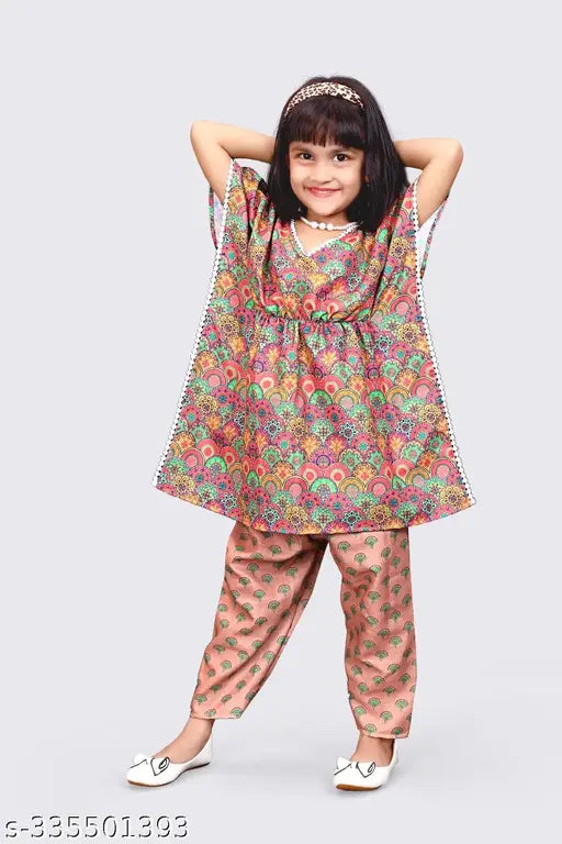 girl cotton kaftan top and pant tunic kurti soft material nice look for girl very good product low price|Trendy Girl's Kurti and Pant Set|Kaftan Pent And Kurti Set|Stylish Kurti And Pent Set For Girls|