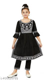 Women Rayon A-Line Embroidered Kurti with Pant Set