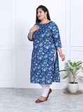 VINI Plus Size Women Printed Pure Cotton Straight Kurta