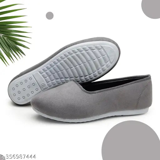 Yuki Grey Comfortable Slip-on Bellies For Women and Girls