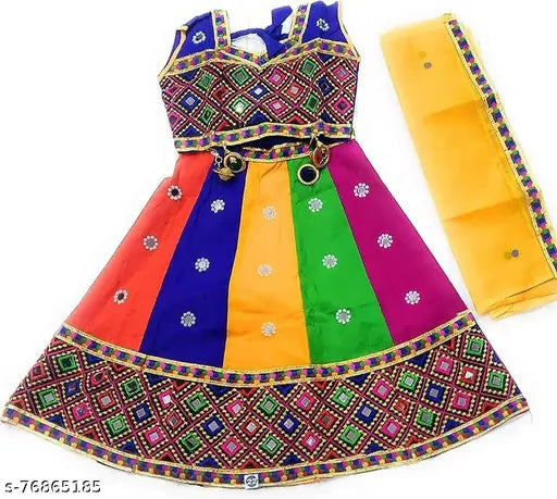 Little Dreams Multicolour Party Wear Taditional Lehange Choli Set Kids Girl.