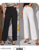 Fashion2wear Women's Solid Straight White Trousers & Pants Pack of 2