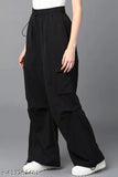 Women's Cargo Trousers – Cotton Blend Full-Length Jogger Pants, Loose Fit, 4-Pocket Design, Drawstring Adjustable Bottom