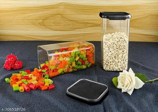 Unbreakable Airtight 1500ml Set of 8 Big Containers for kitchen Plastic Container Transparent Kitchen Storage Container and Jars for Masala-Cereals-Daal-Atta-Snacks-Fryums-Spices Container box set