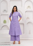 Women Cotton Katha Kurta And Palazzos Co-ords Set