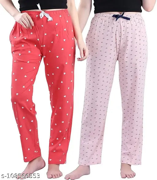 PACK OF 2 , absolute trends Women`s Cotton Print Pajama / Nightwear / Bottom , Lounge Wear , Multicolored Pajama / Print , Design and Color May Different