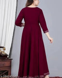 Woman Embroidery Anarkali Maroon Kurti