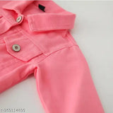 Gals coral twill denim jacket