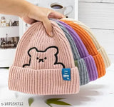 Piftif Assorted colour Lovely Korean Style Caps pack of 1 Cute Women Beanies Embroidery Bear Knitted Hat Autumn Winter Warm Knit Beanie Cute Soft Cap Women Men Hats Ski Bonnet