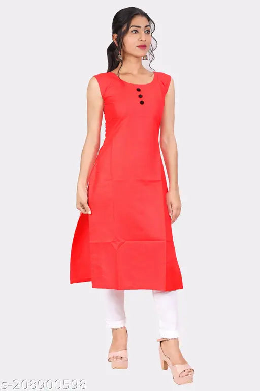 Beatrix Fashion Women Solid Cotton Slub Straight Kurta