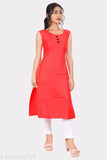 Beatrix Fashion Women Solid Cotton Slub Straight Kurta