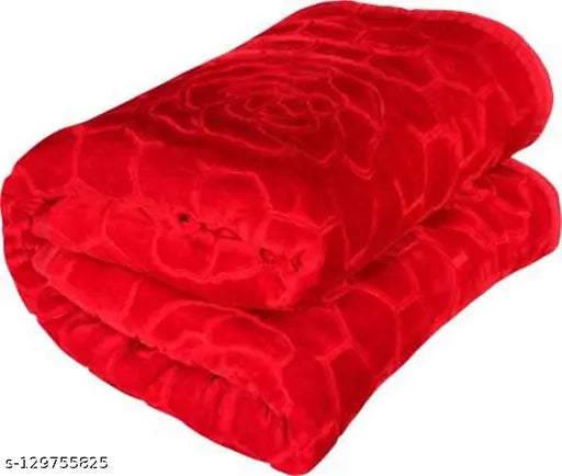 RED Trendy Blanket Floral Embossed Super Soft Heavy Double Bed Mink Blanket for Winter