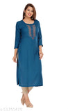 women Tealbluecolor Straight kurti